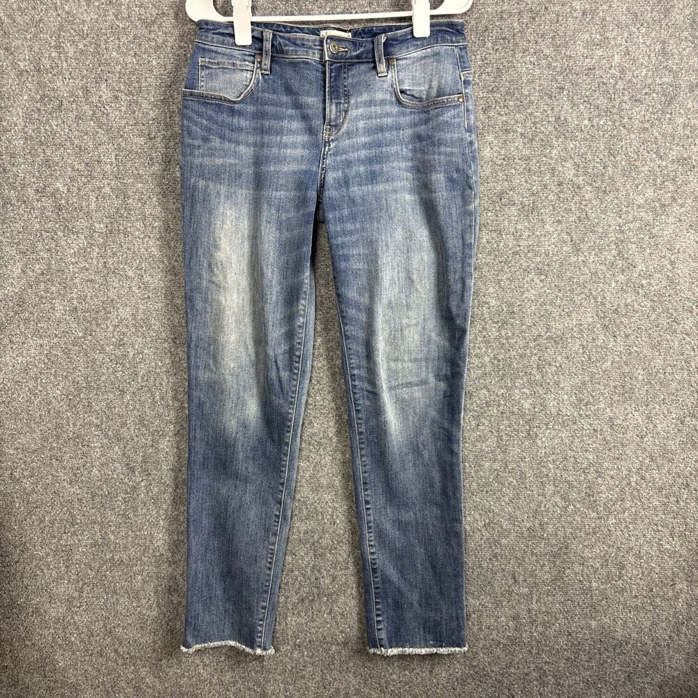 Carve Designs Austin Crop Jeans Womens Size 8 Blue Raw Hem Organic